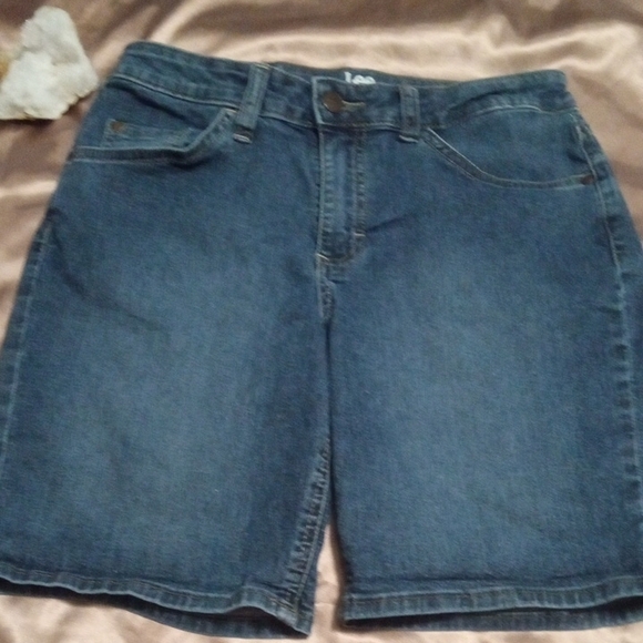 Lee Pants - Lee Blue Denim Shorts-Midrise Short Zipper Fly RN130273